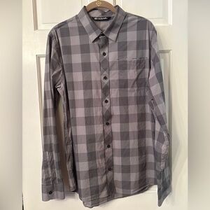 Travis‎ Mathew Gray Black Check Plaid Performance Long Sleeve Shirt M Preowned